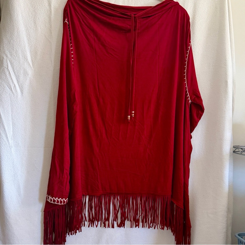Double D Ranch Red Top w/Fringe Size Large - Picture 5 of 8